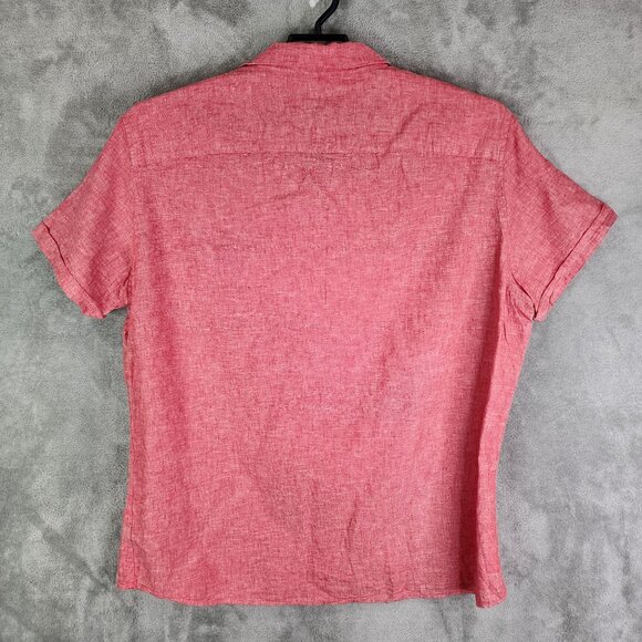 Mens Marc Anthony Red Linen Blend Shirt Button Down Slim Fit Short Sleeve XXL - Picture 6 of 9